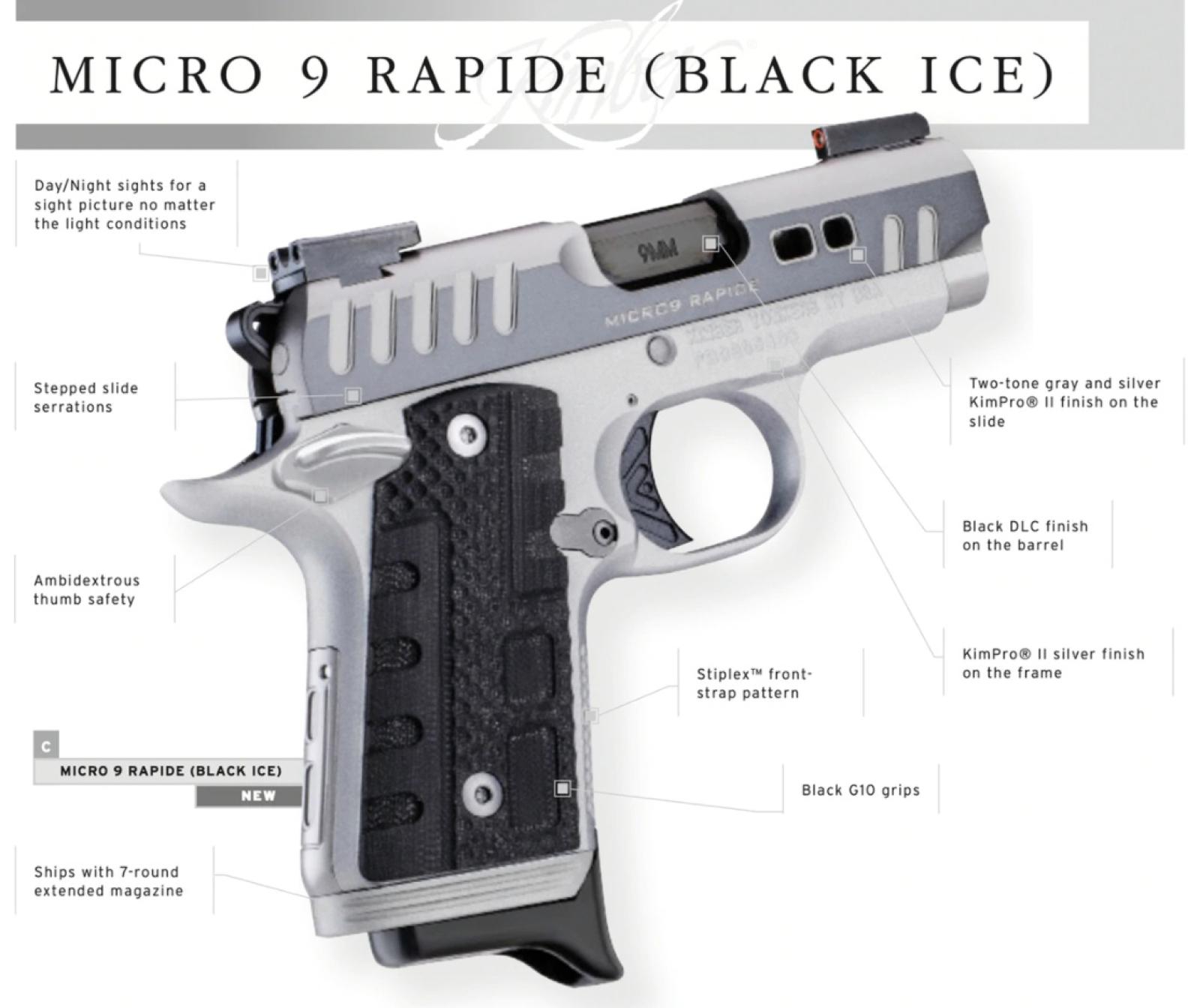 Kimber Micro 9 Rapide Black Ice Semi-Auto Pistol