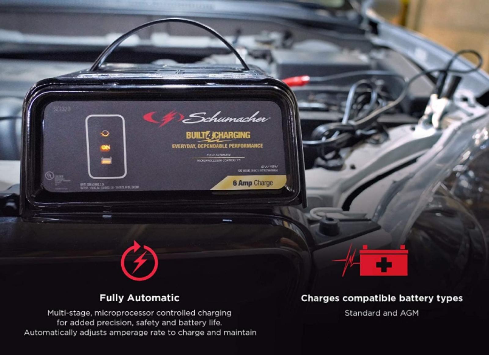Schumacher Fully Automatic 6 Amp Battery Charger, Maintainer, and Auto Desulfator