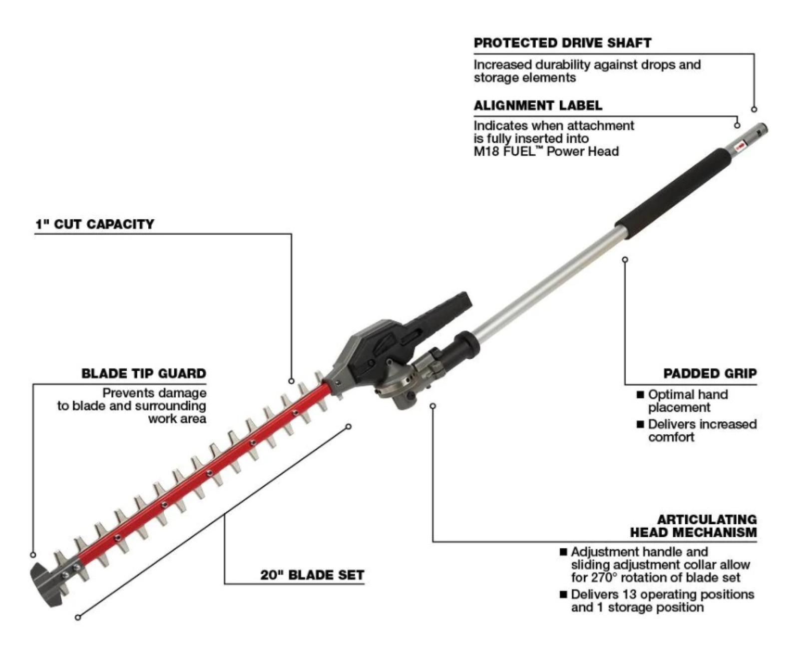 Milwaukee M18 FUEL™ QUIK-LOK™ Articulating Hedge Trimmer Attachment