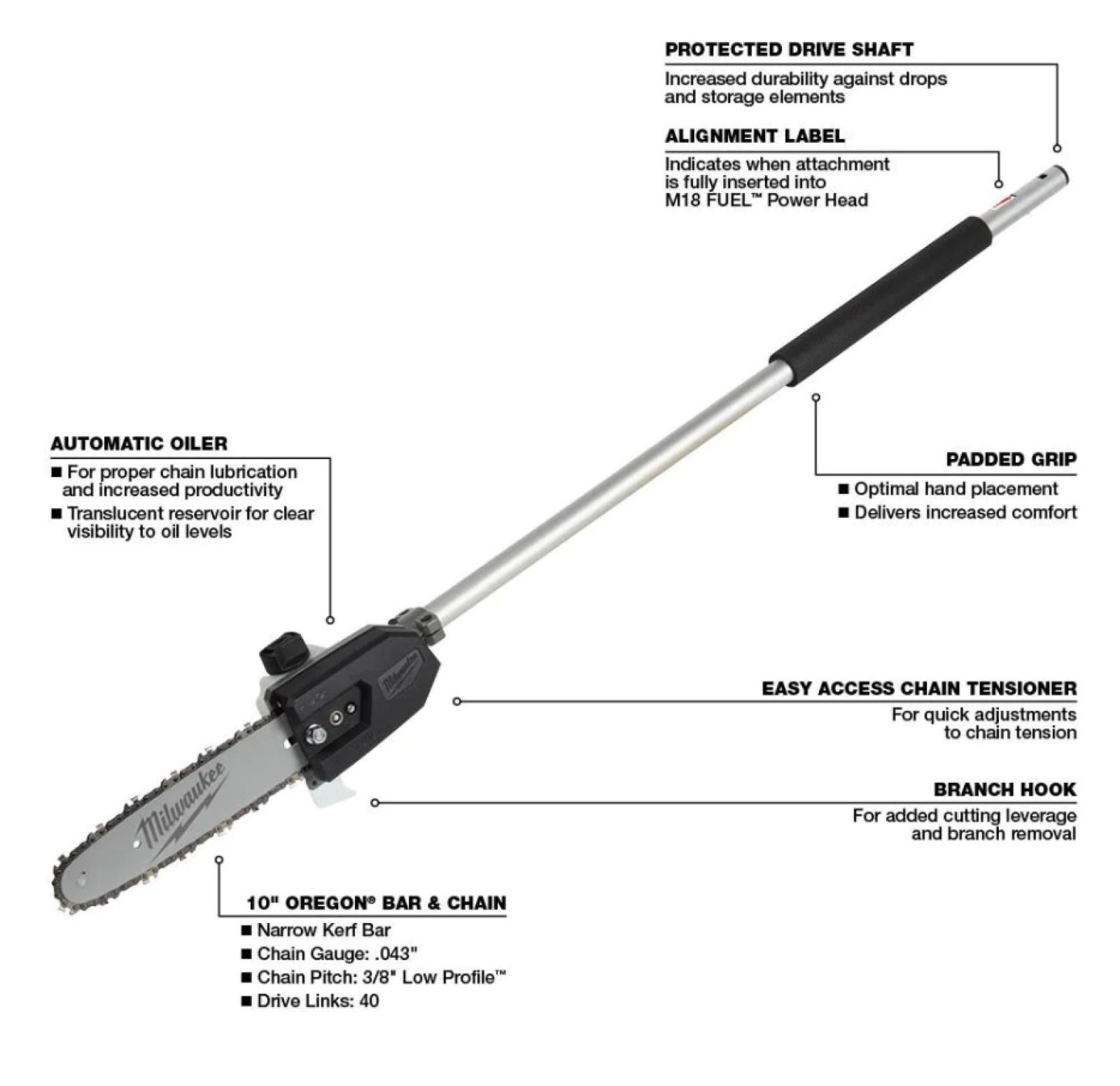 Milwaukee M18 FUEL™ QUIK-LOK™ 10" Pole Saw Attachment