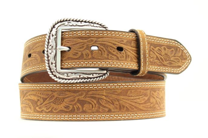 content/products/Ariat Double Stitch Floral Embossed Belt