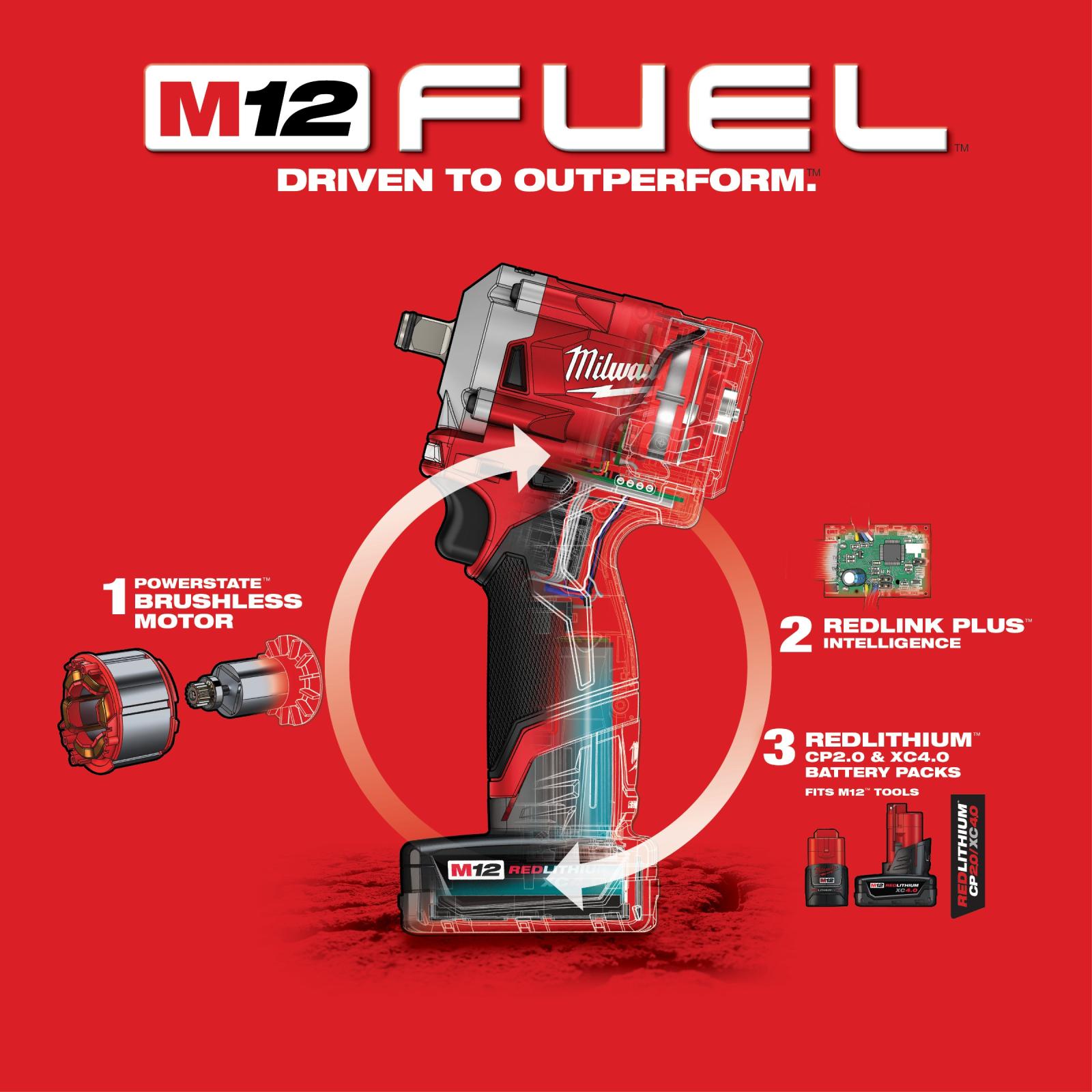 Milwaukee M12 Fuel 1/2" Stubby Impact Wrench