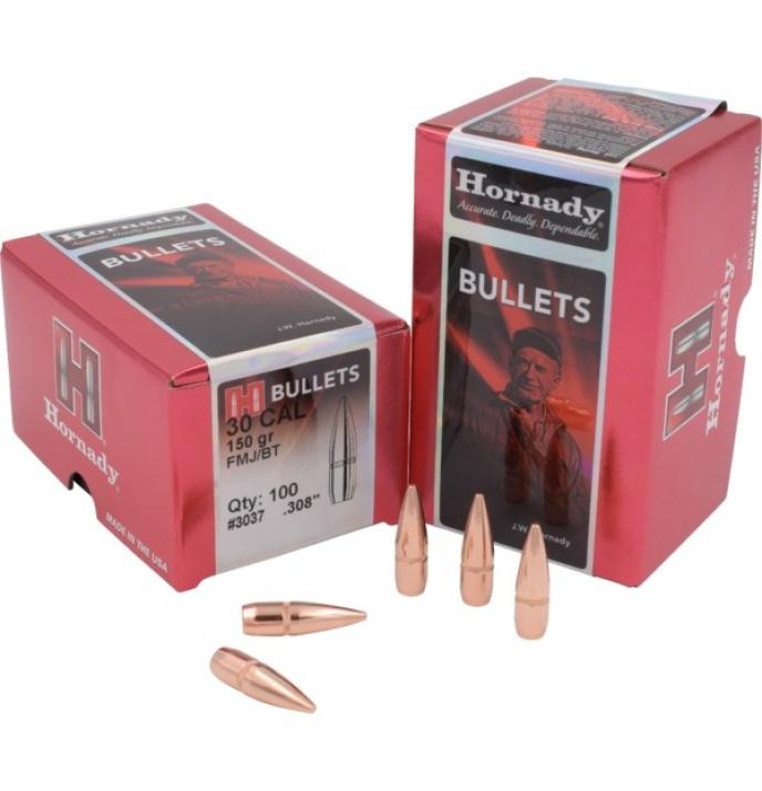Hornady 30 Cal .308 150 gr FMJ-BT Bullets