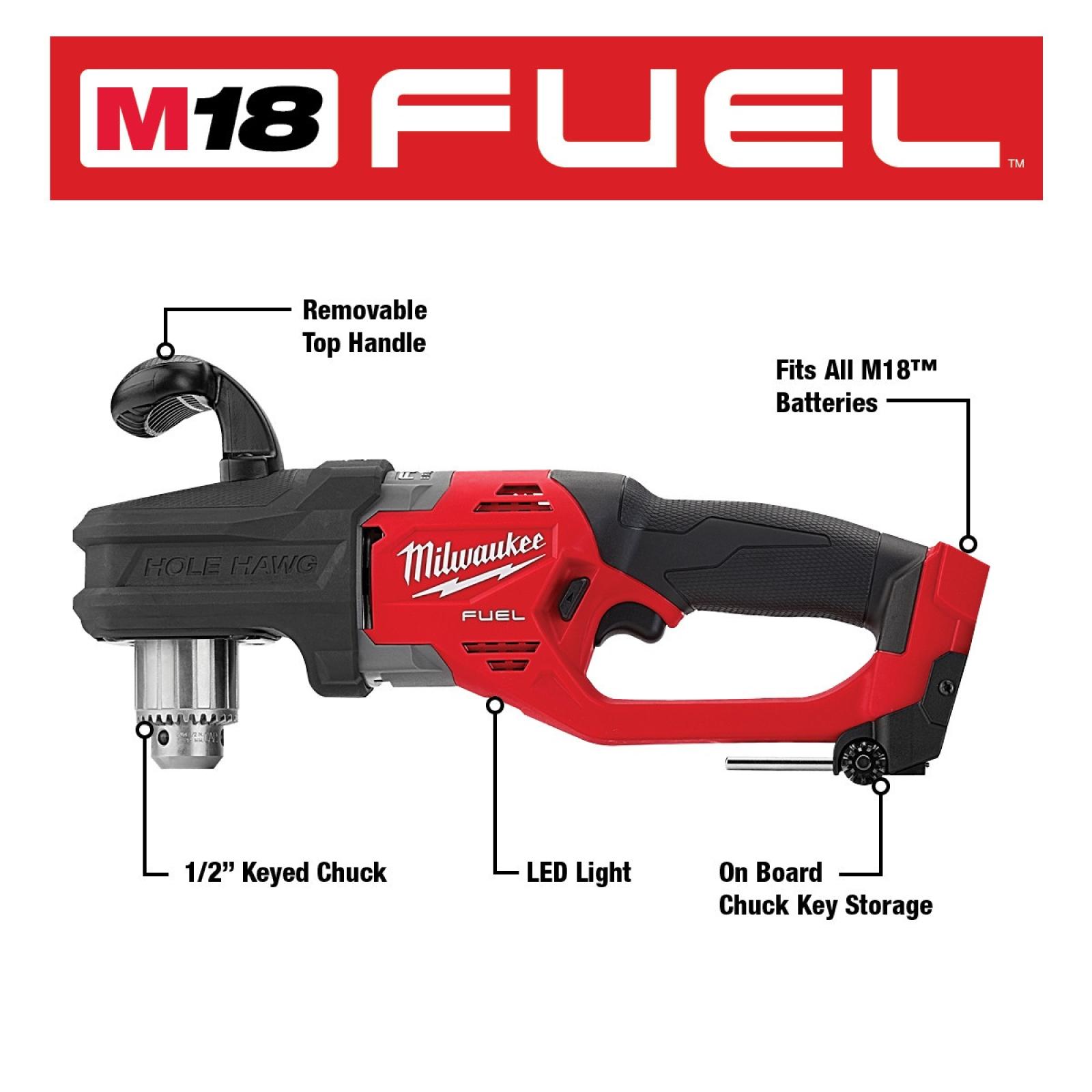 Milwaukee M18 Fuel HOLE HAWG 1/2" Right Angle Drill