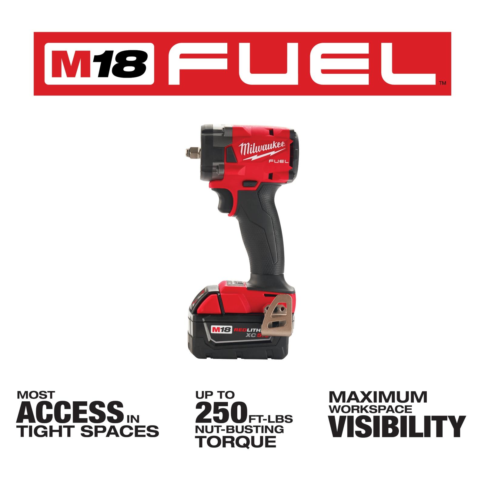 Milwaukee M18 Fuel 38 Compact Impact Wrench w Friction Ring Kit