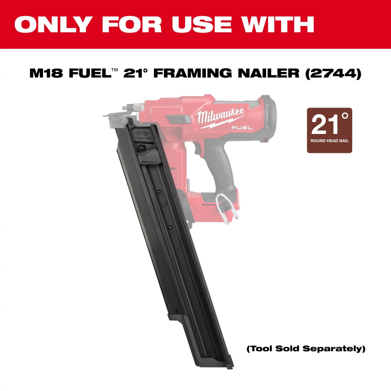 Milwaukee M18 Fuel 21 Degree Framing Nailer Extended Capacity Magazine