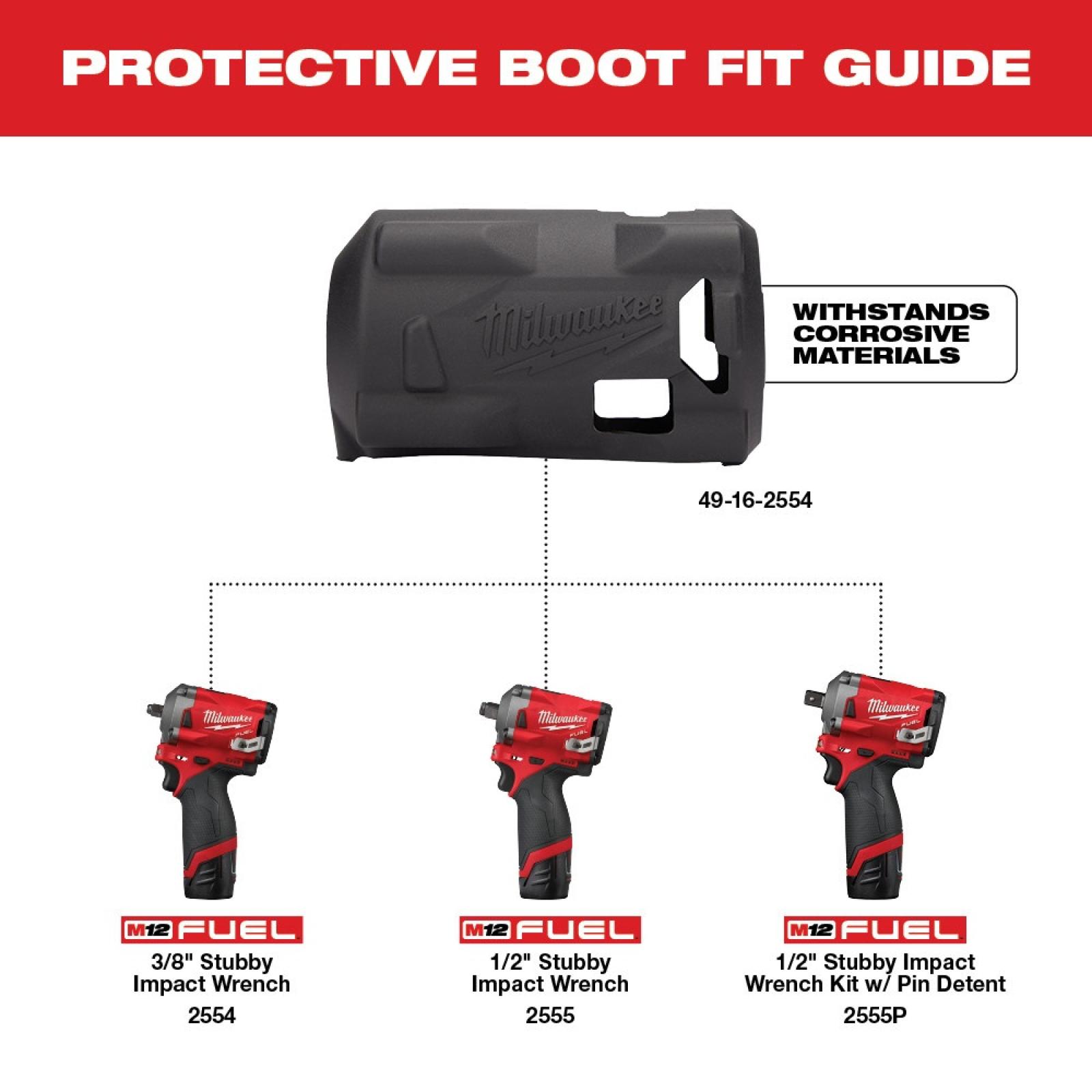 Milwaukee M12 Fuel Stubby Impact Wrench Protective Boot