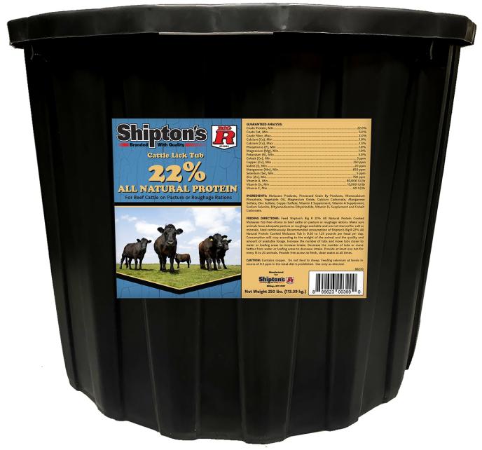 Shipton's Big R 250# All Natural Protein 22% Lick Tub