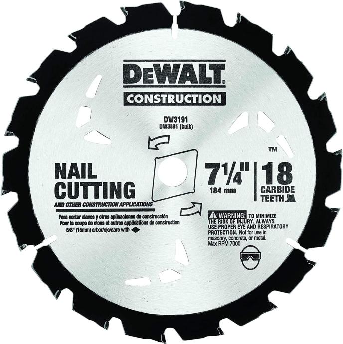 DeWalt Nail Cutting Saw Blade 7-1/4"
