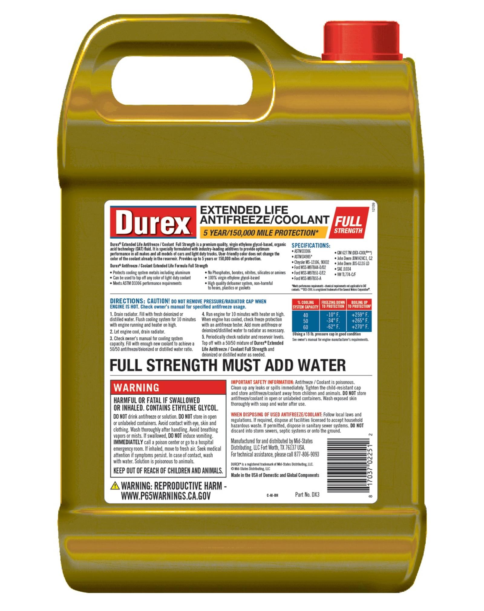 Durex® Extended Life Formula Antifreeze/Coolant