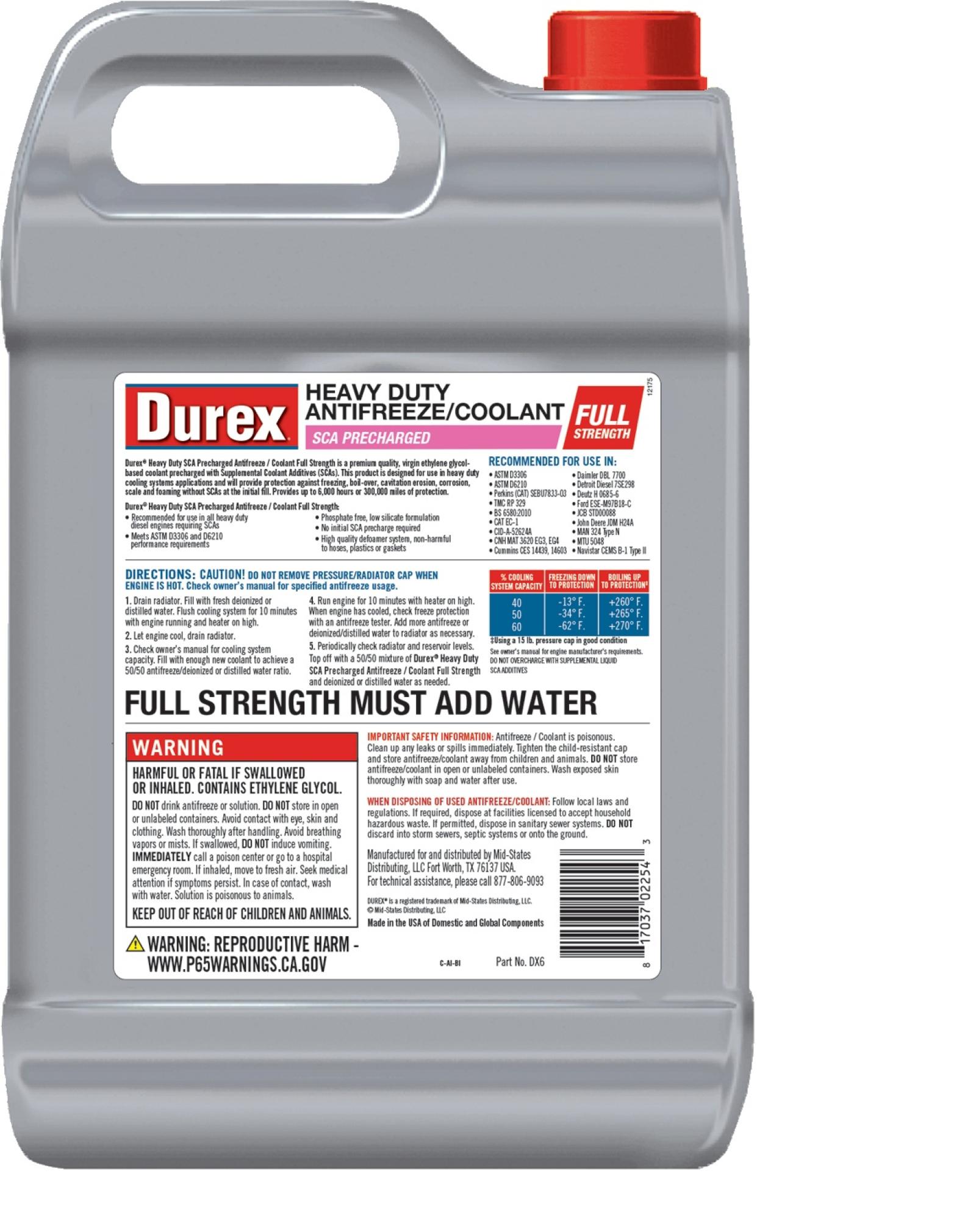 Durex® Heavy Duty SCA Pre-charged Formula Antifreeze/Coolant