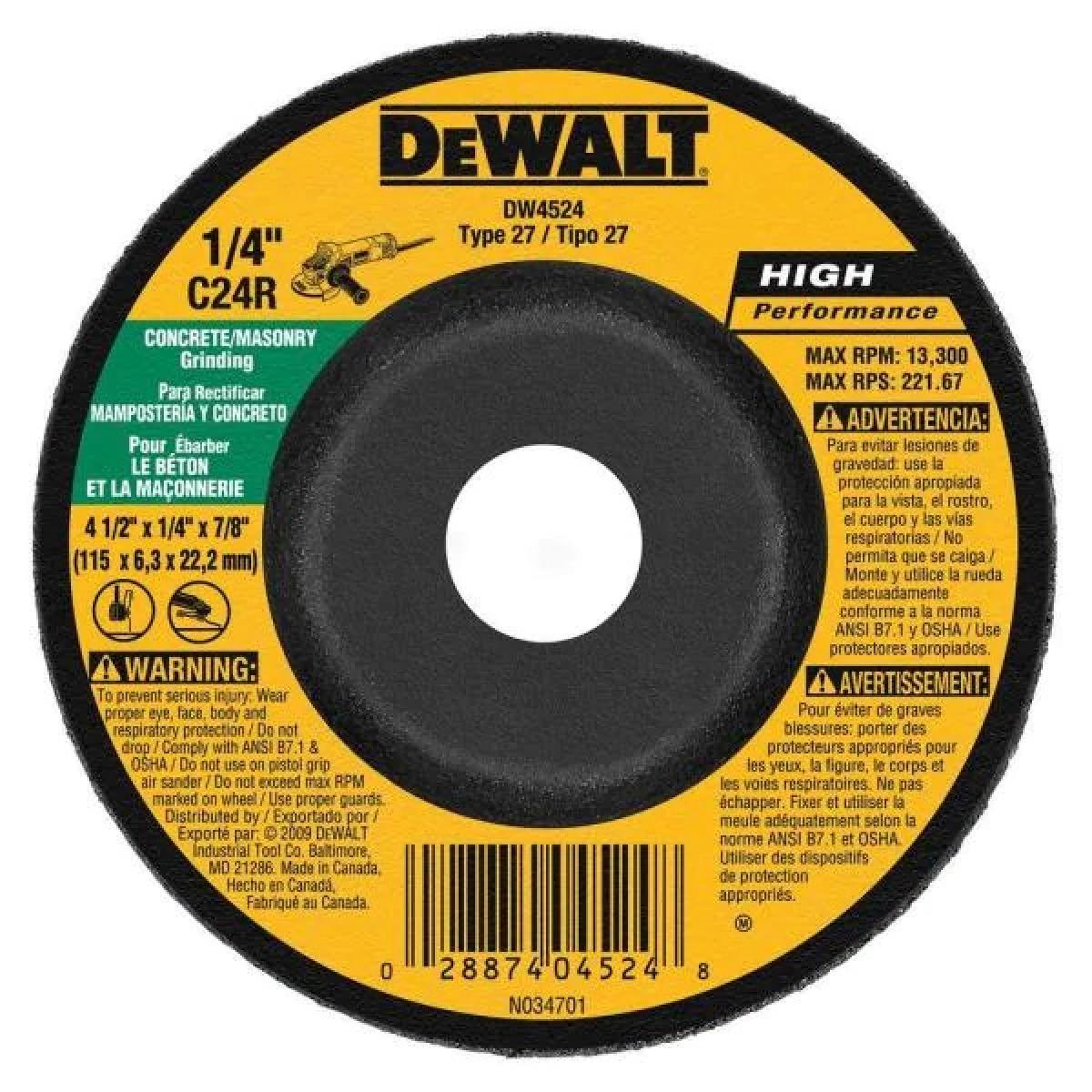 Dewalt Type 27 High Performance Masonry Grinding Wheel