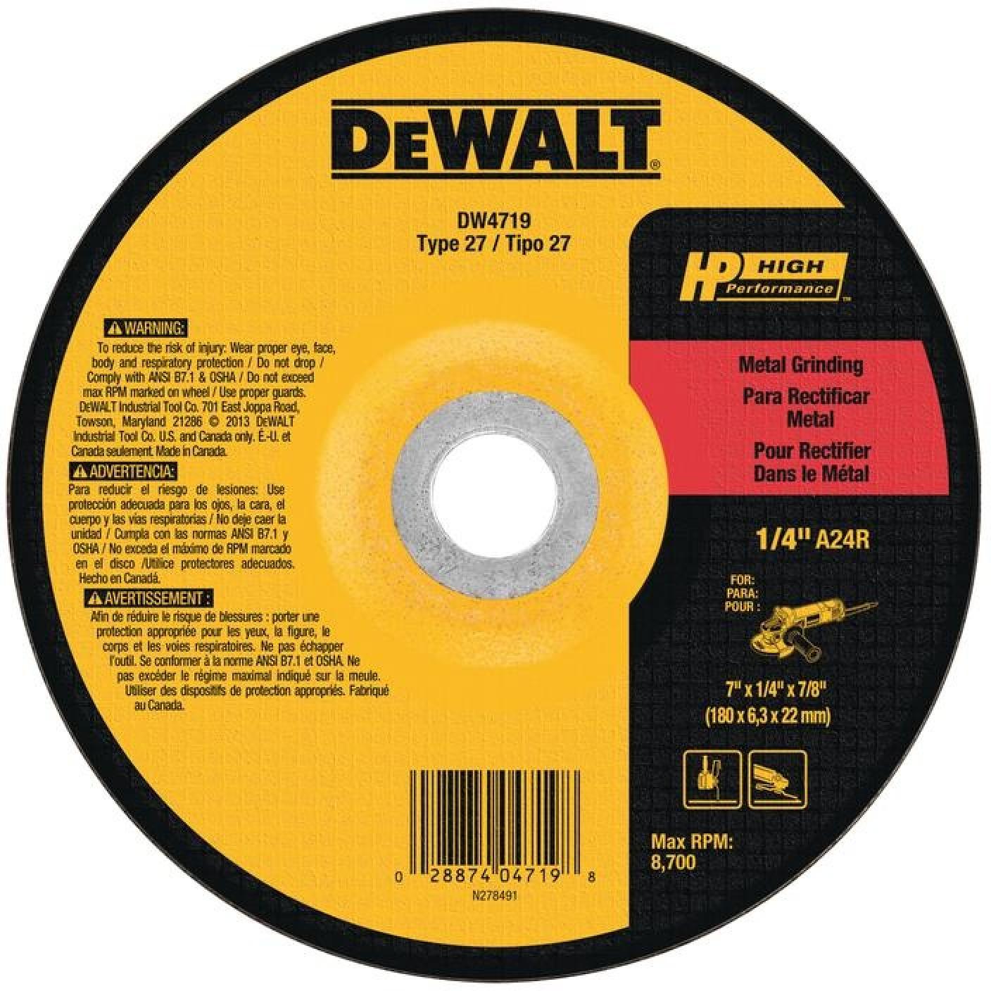 Dewalt Type 27 High Performance Metal Grinding Wheel