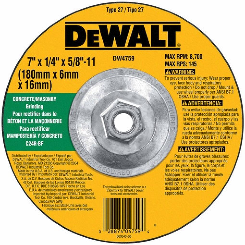 Dewalt Type 27 High Performance Masonry Grinding Wheel