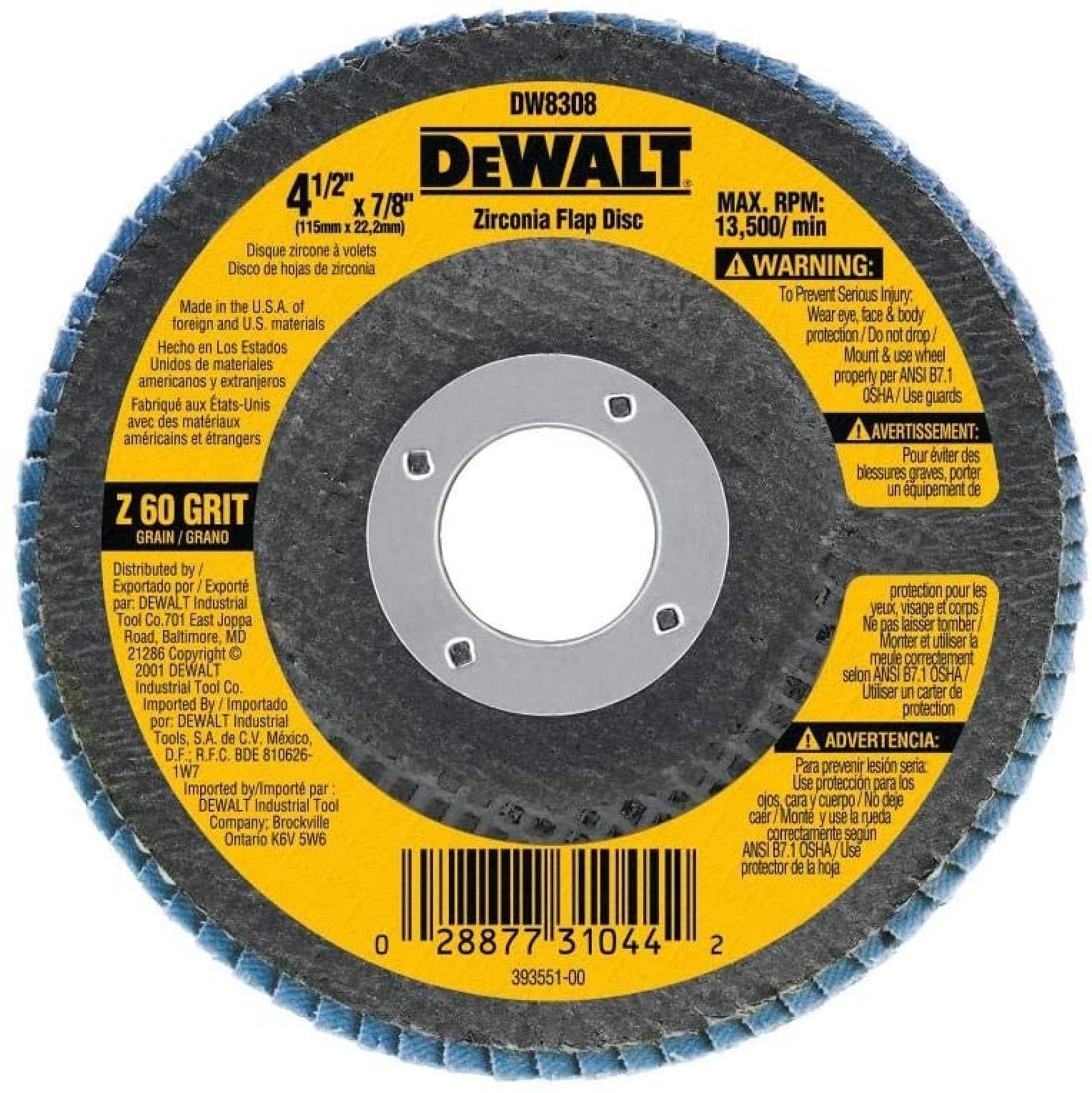 Dewalt Type 29 Zirconia Angle Grinder Flap Disc