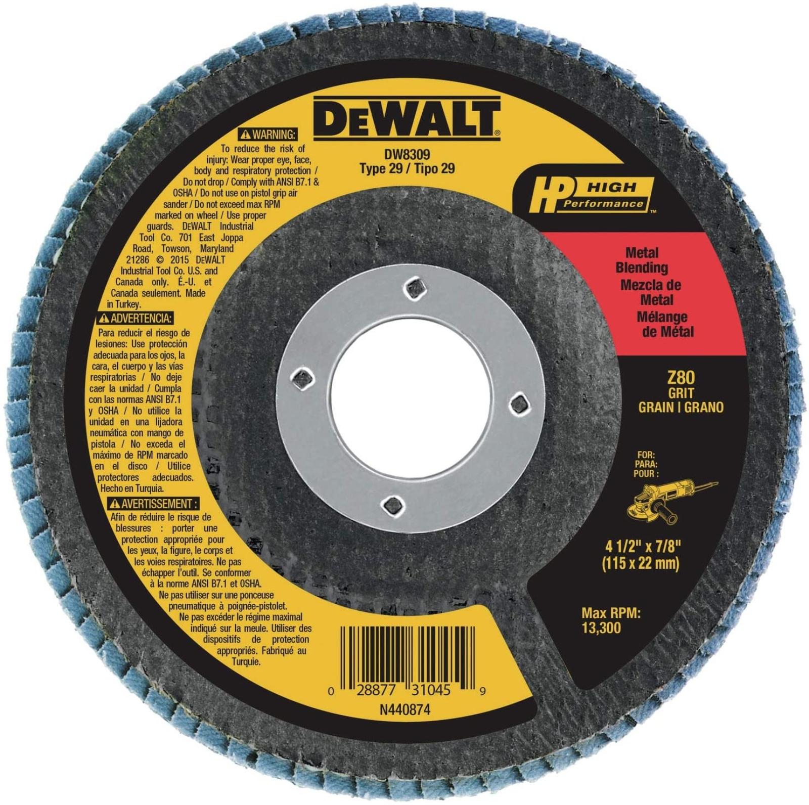 Dewalt Type 29 Zirconia Angle Grinder Flap Disc