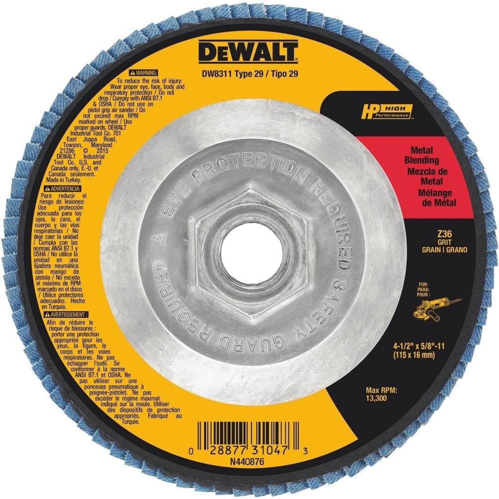 Dewalt Type 29 Zirconia Angle Grinder Flap Disc