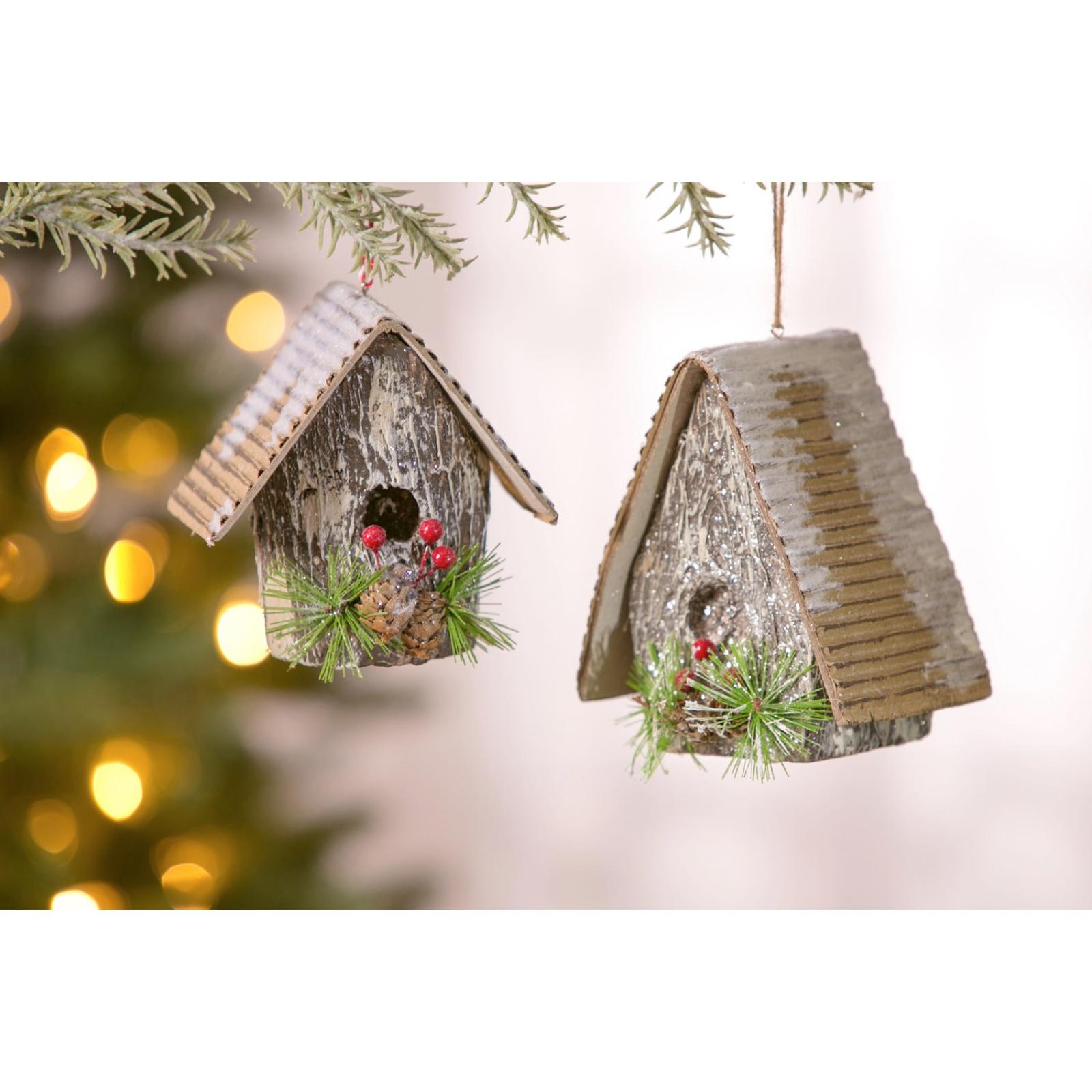 Evergreen Enterprises Assorted Rustic Holiday Bird House Ornament