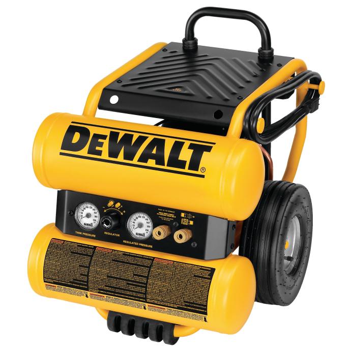 DeWalt 1.1 HP Continuous 4 Gallon Electric Wheeled Dolly-Style Air Compressor with Panel