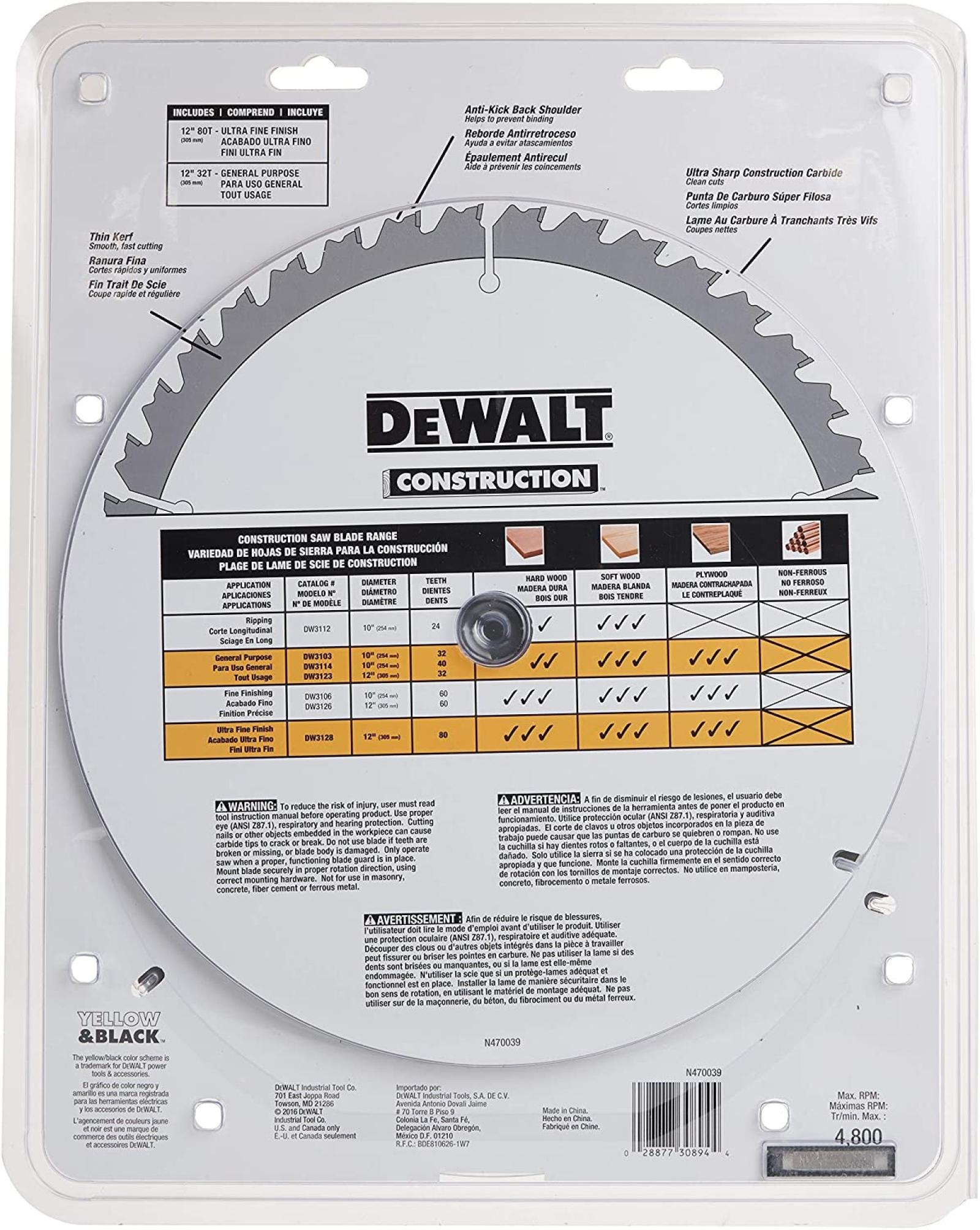 DeWalt 12" Construction Miter Saw, 2 PC