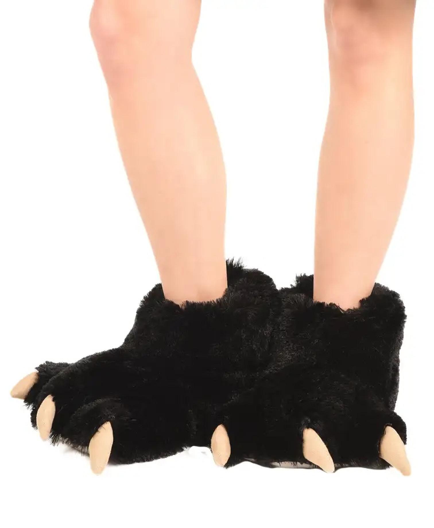 Lazy One Black Bear Paw Slippers