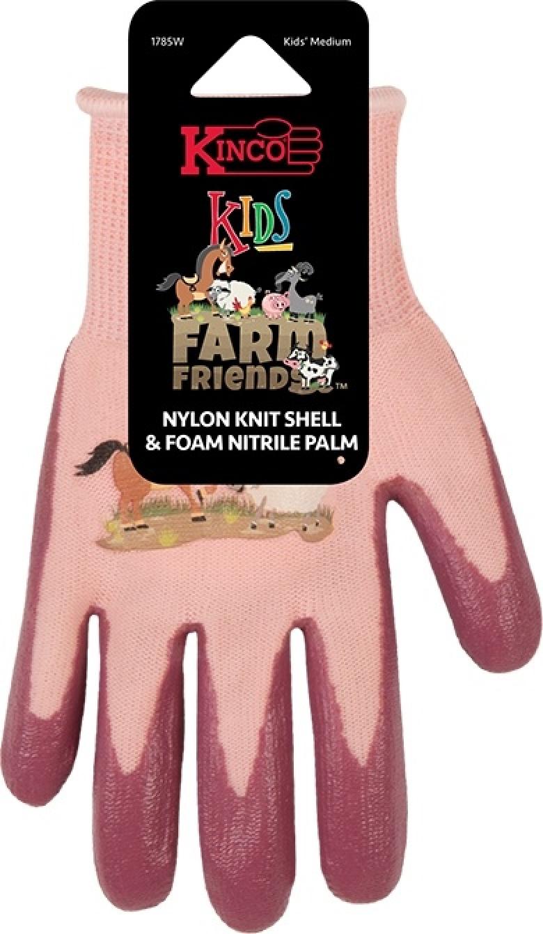 Kinco Kid's Farm Friends Nylon Knit Shell & Foam Nitrile Palm