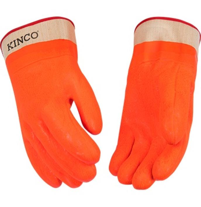 Kinco Lined Hi-Vis Orange Sandy Finish PVC With Safety Cuff