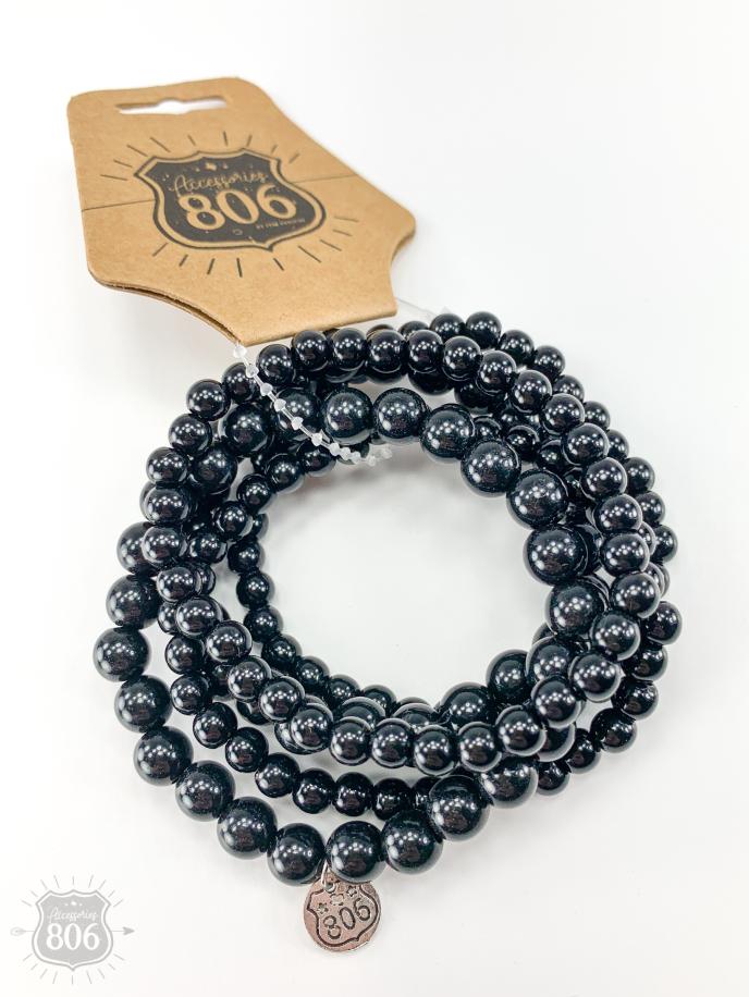 Accessories 806 Black 5-Strand Stretch Bracelet