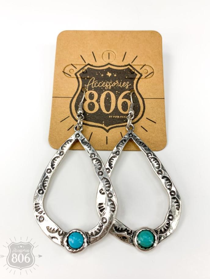 content/products/Accessories 806 Open Teardrop Earrings Turquoise Stones