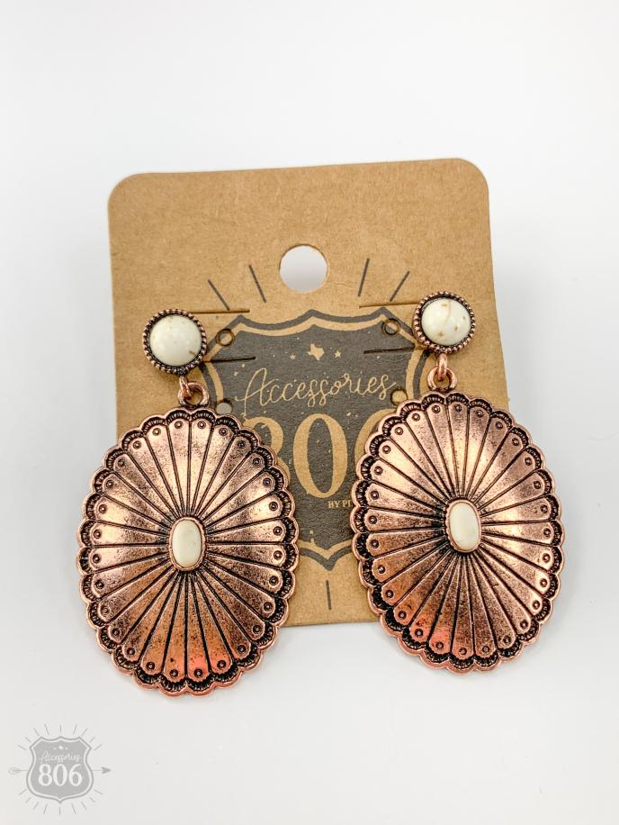 Accessories 806 Copper Concho Pendant Earrings