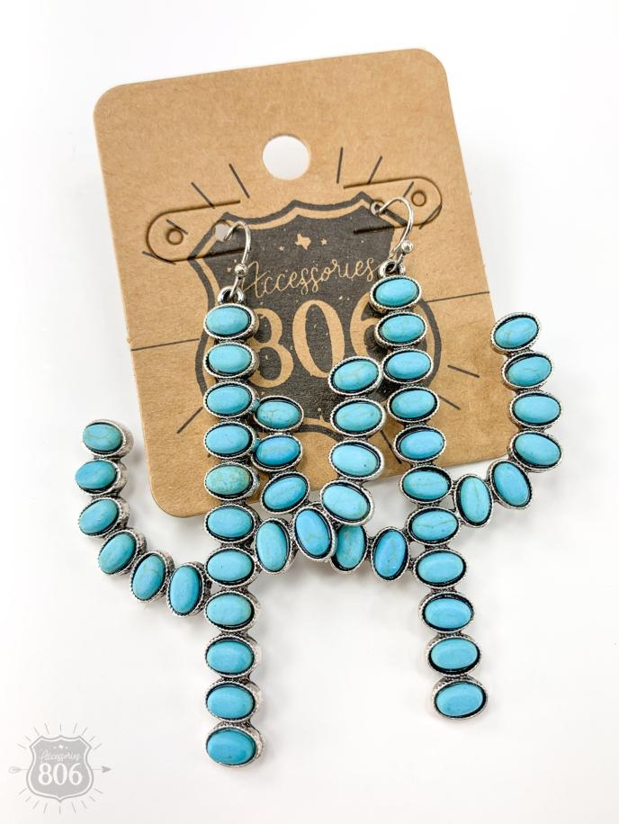 Accessories 806 Turquoise Stone Cactus Earrings