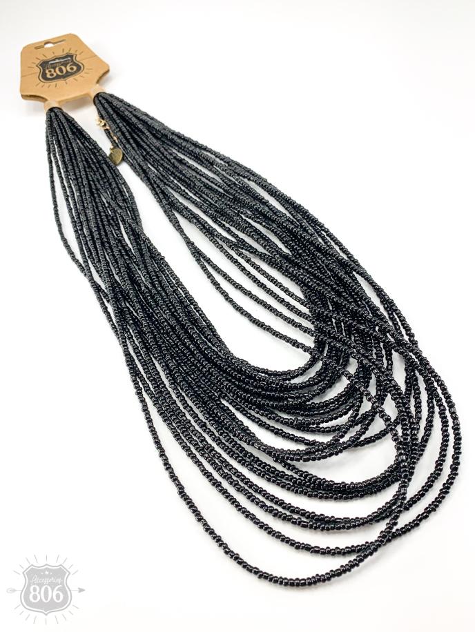 Accessories 806 Black Seed Bead Necklace