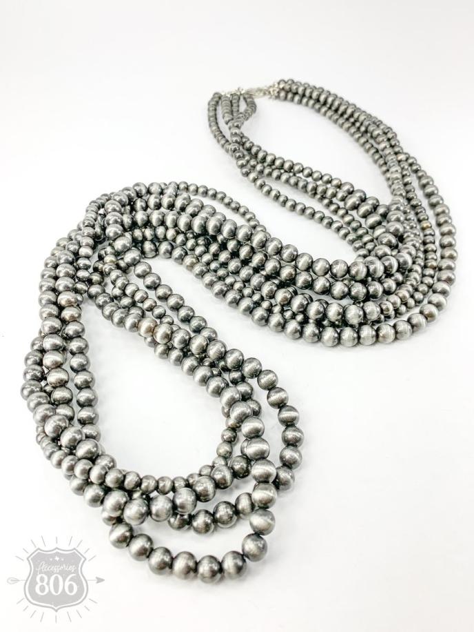 content/products/Accessories 806 4-Strand Silver Beaded Necklace