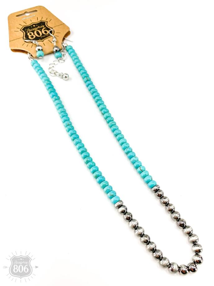 content/products/Accessories 806 Turquoise & Silver Beaded Set