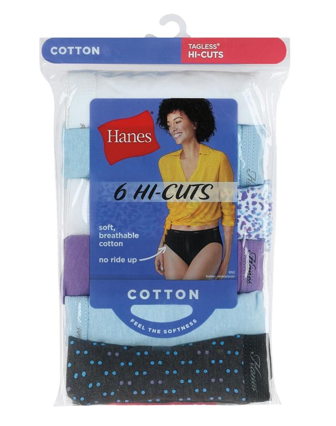 Hanes Women's Cool Comfort Cotton Hi-Cut Panties, 6 PK