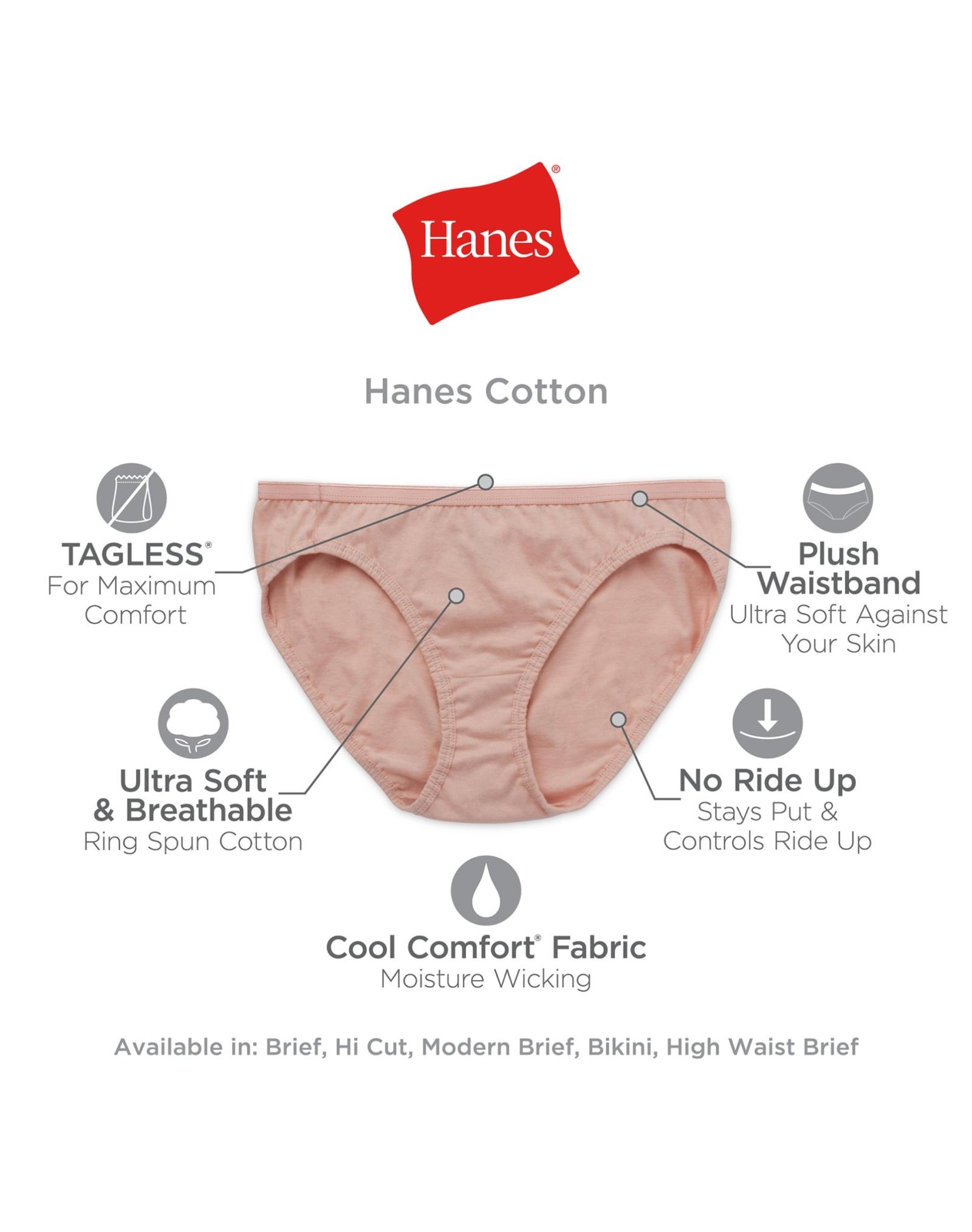 Hanes Women's Cool Comfort Cotton Hi-Cut Panties
