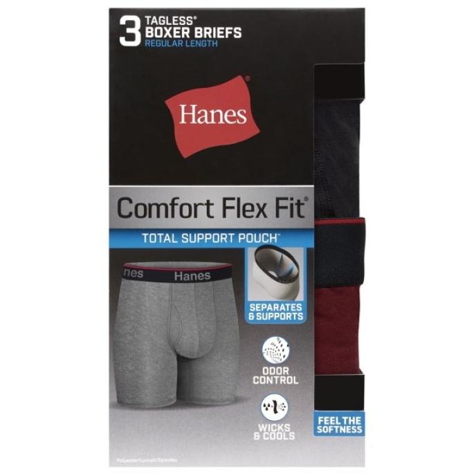 Hanes Men's Comfort Flex Fit Total Support Pouch Boxer Briefs, 3 PK
