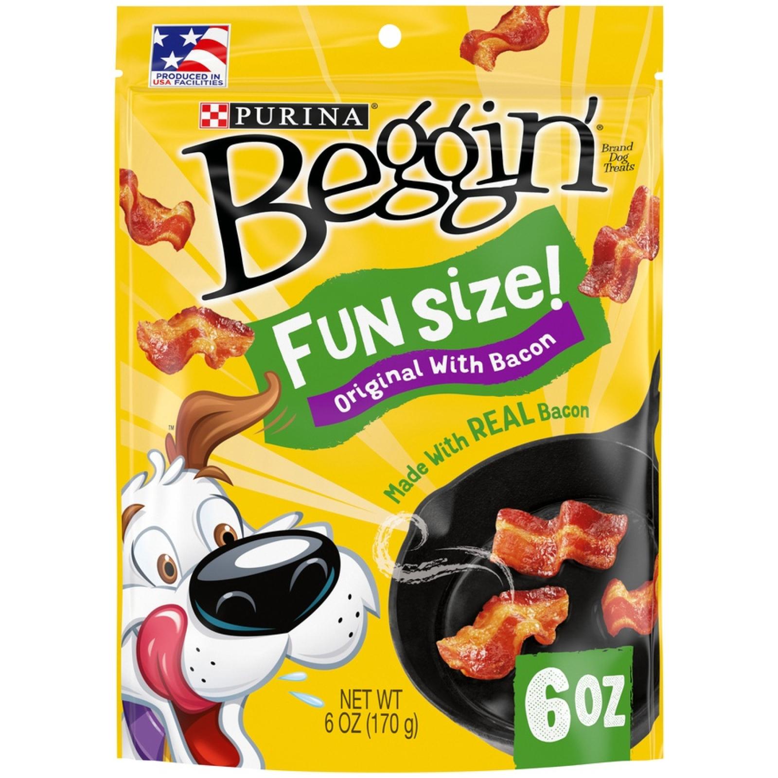 Purina Beggin' Real Meat Dog Treats, Fun Size Original With Bacon