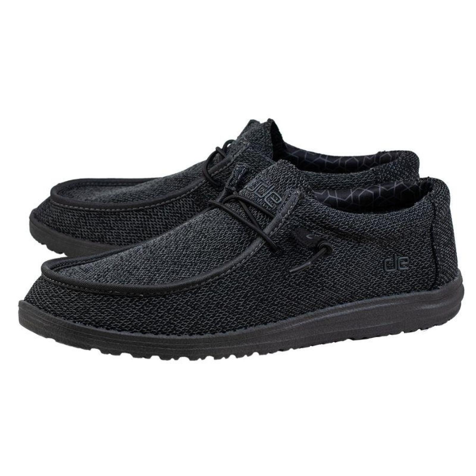 Hey Dude Men's Wally Sox Micro Total Black Profile View
