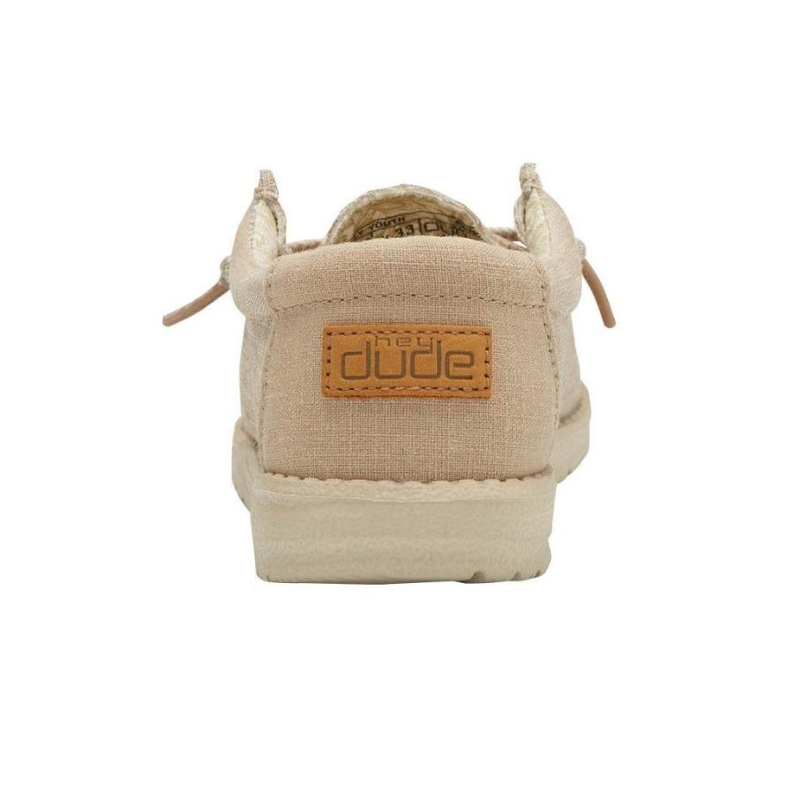 Hey Dude Youth Wally Beige Back View