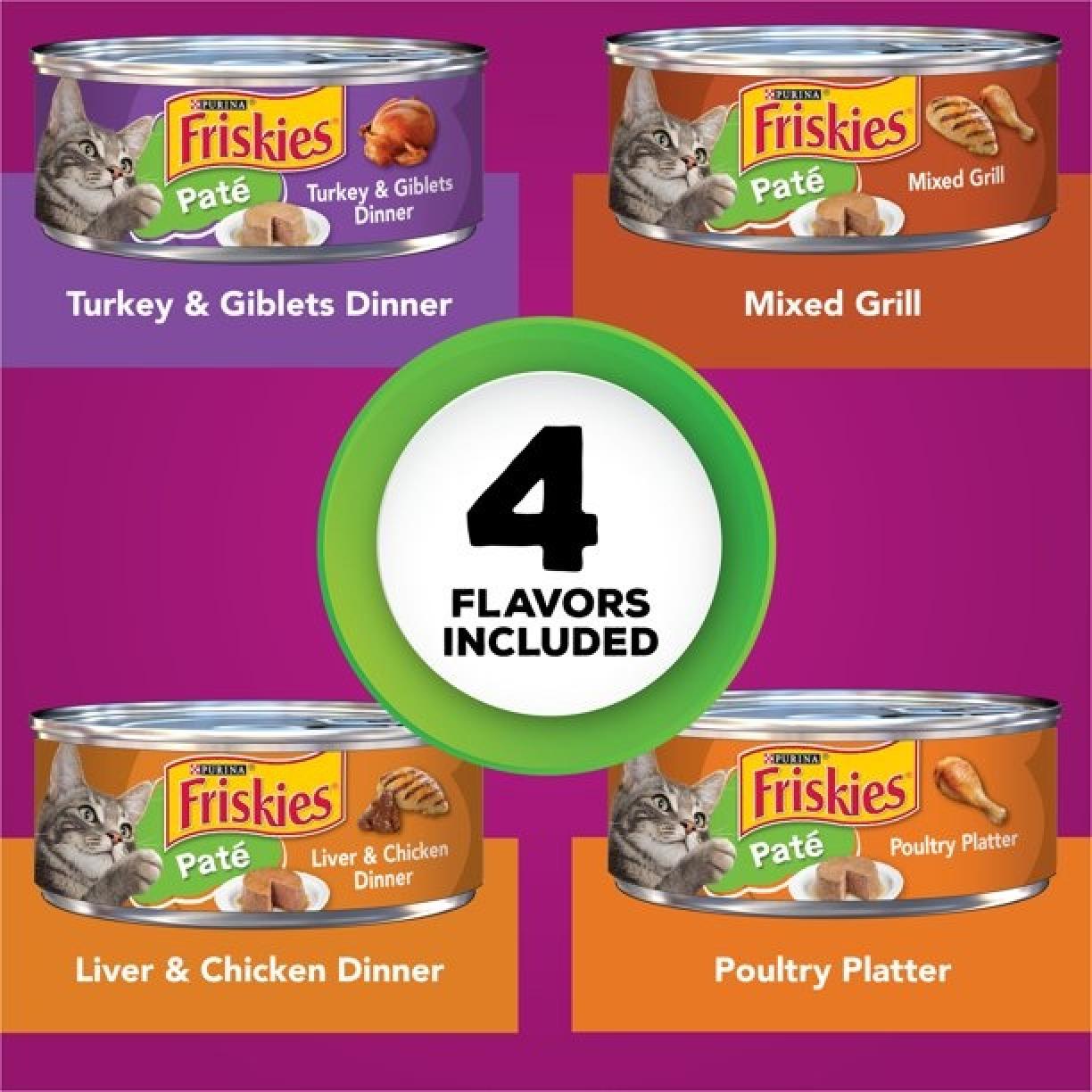 Purina Friskies Poultry Favorites Pate Canned Cat Food Variety Pack