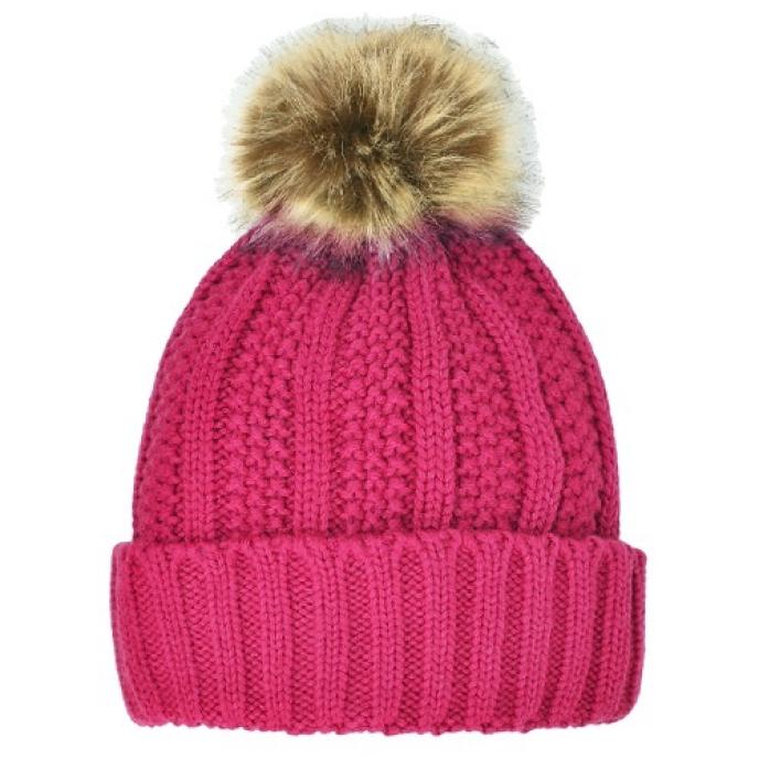 Grand Sierra Girl's Faux Fur Pom Cable Cuff Hat