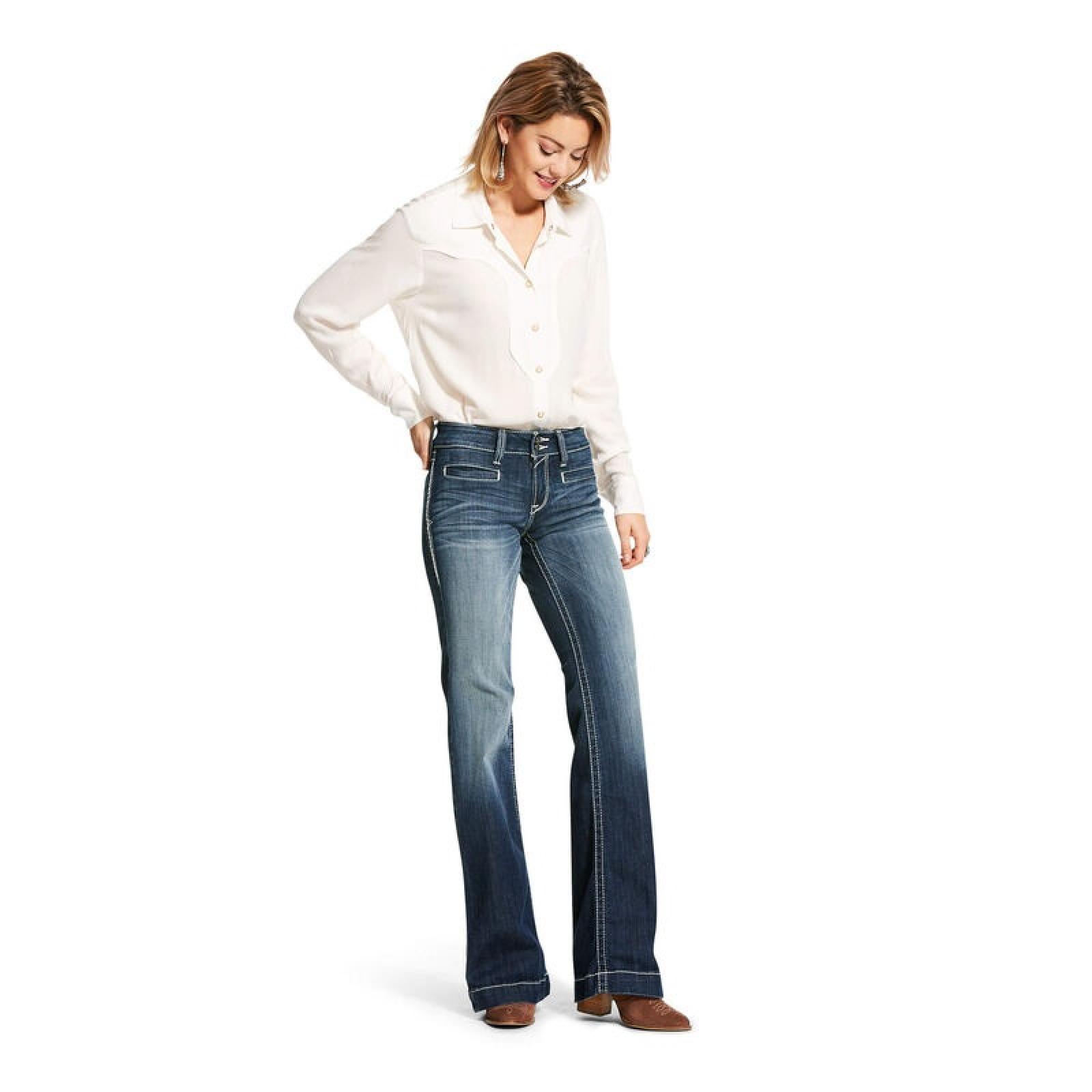 Ariat Trouser Mid Rise Stretch Entwined Wide Leg Jean