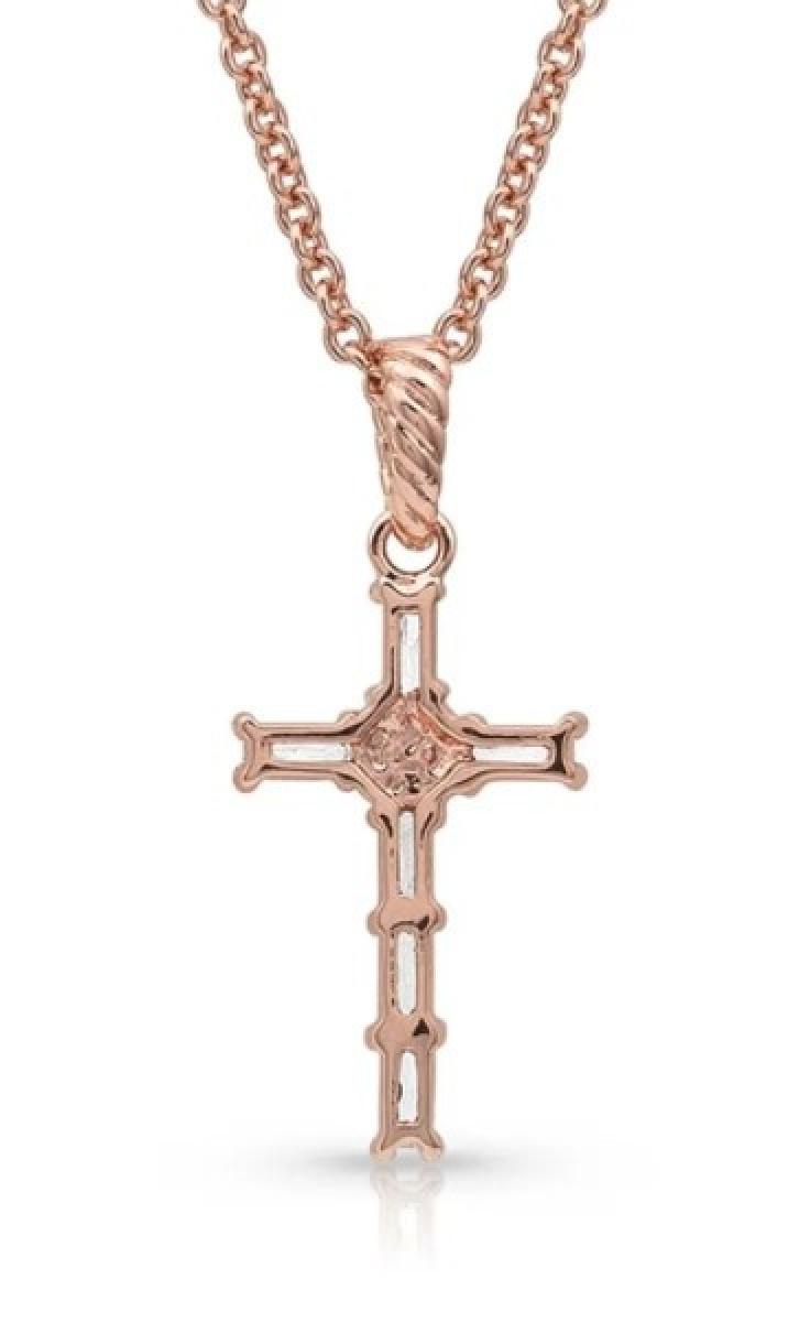 Montana Silversmiths Entwined Rose Gold Brilliant Cross Necklace Back