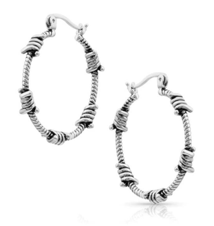 content/products/Montana Silversmiths Barbed Wire Hoop Earrings