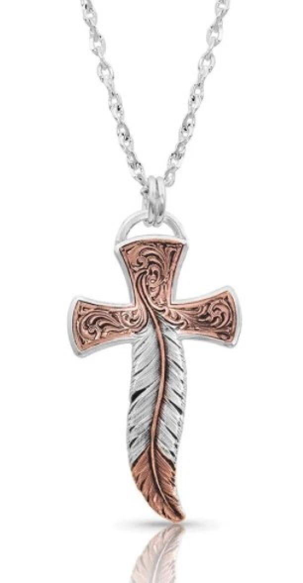 Montana Silversmiths Wind Dancer Feather Cross Necklace