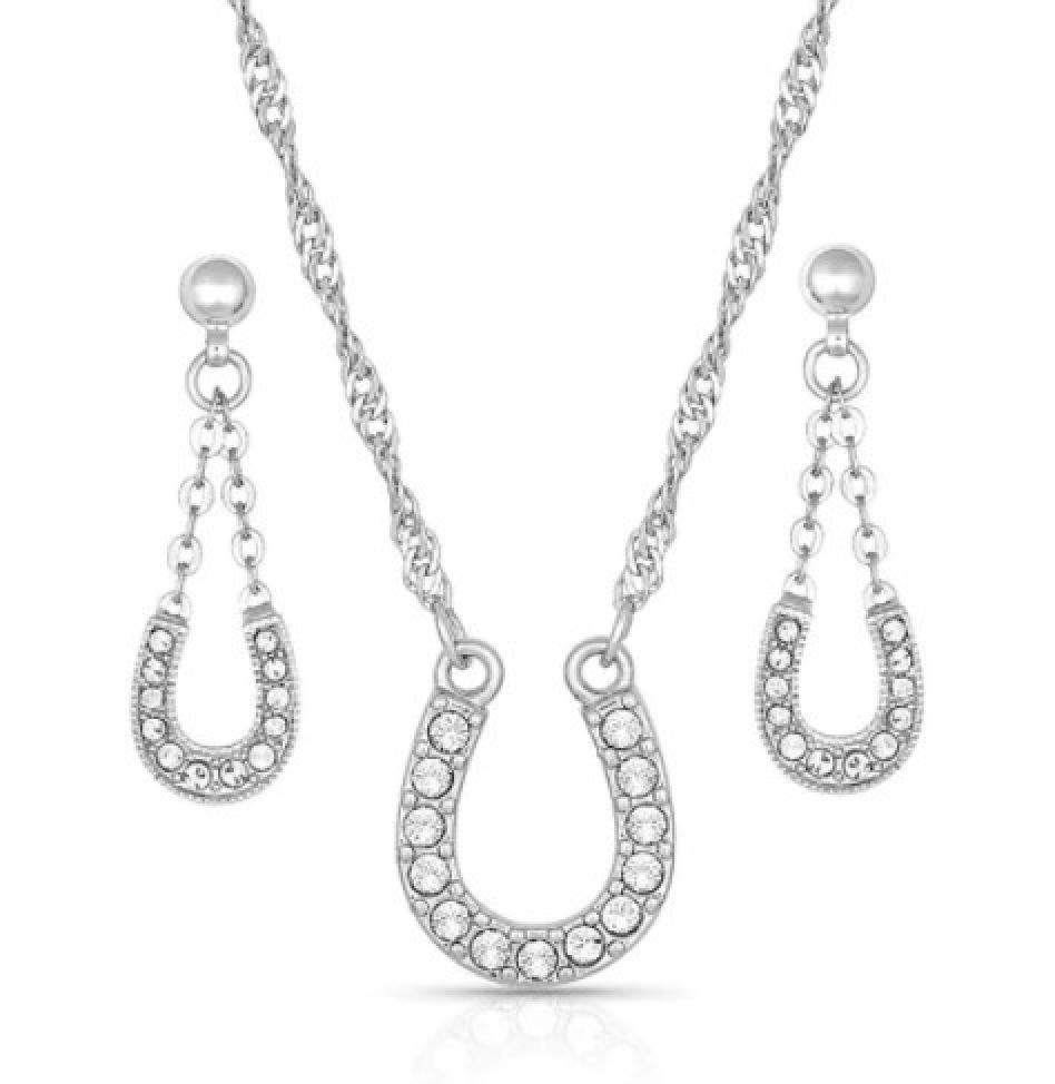 Montana Silversmiths Crystal Clear Lucky Horseshoe Jewelry Set