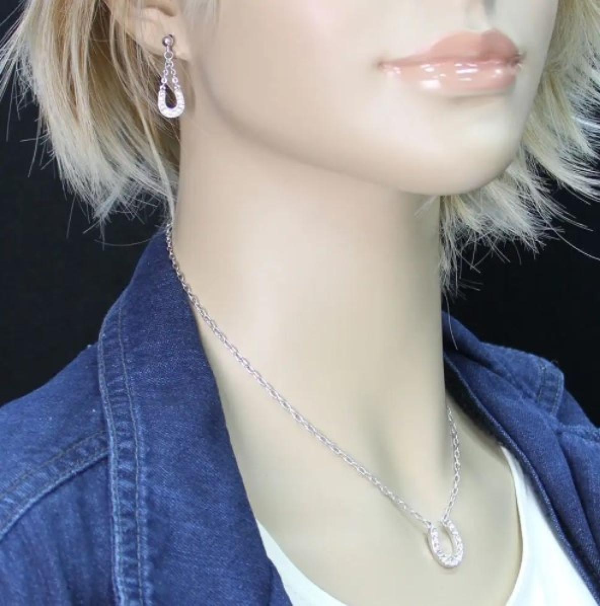 Montana Silversmiths Crystal Clear Lucky Horseshoe Jewelry Set on Model