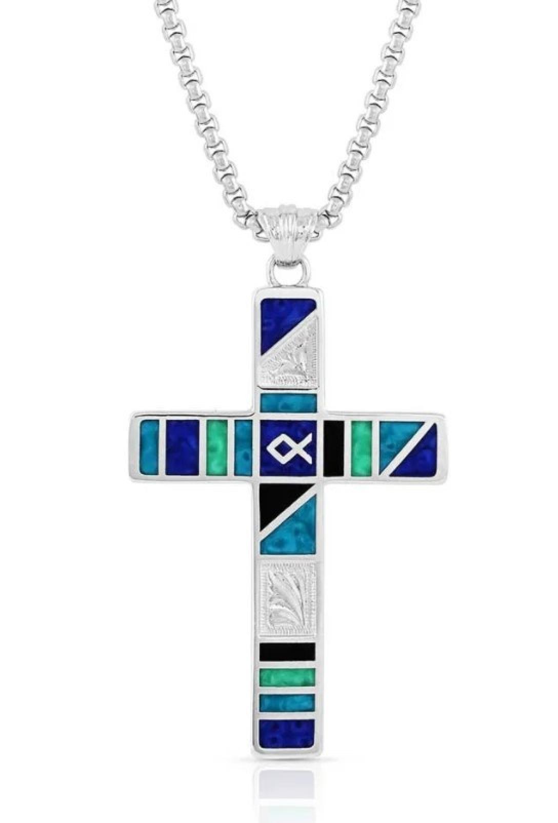 Montana Silversmiths American Legends Block Color Cross Necklace