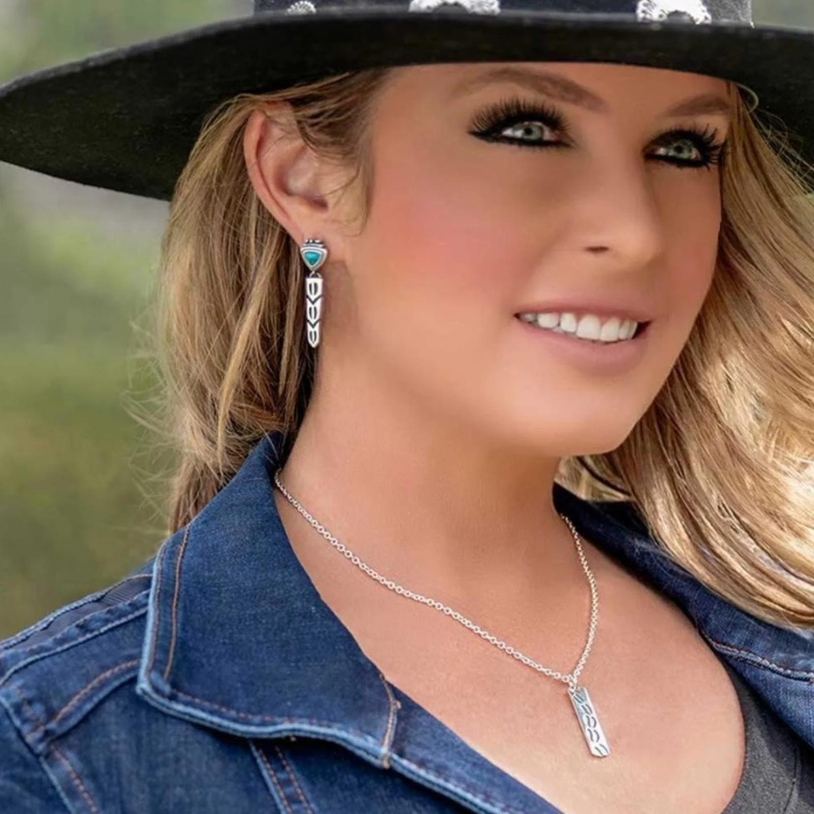 Montana Silversmiths Tracker's Delight Silver Pendant Necklace on Model